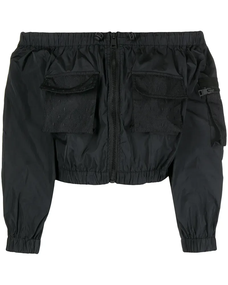 RED Valentino Schulterfreie Cropped-Jacke - Schwarz Schwarz