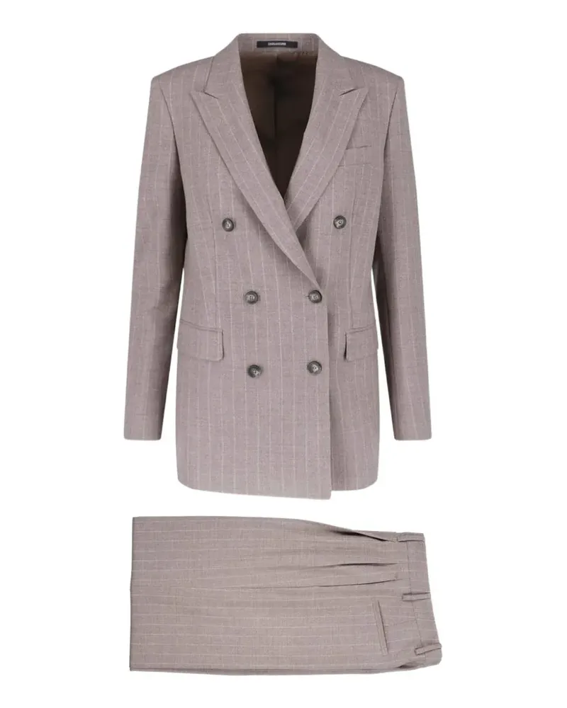 Tagliatore T-Jasmine pinstripe-pattern double-breasted suit - Braun Braun