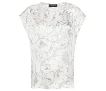 Seidenbluse mit Print - Weiß