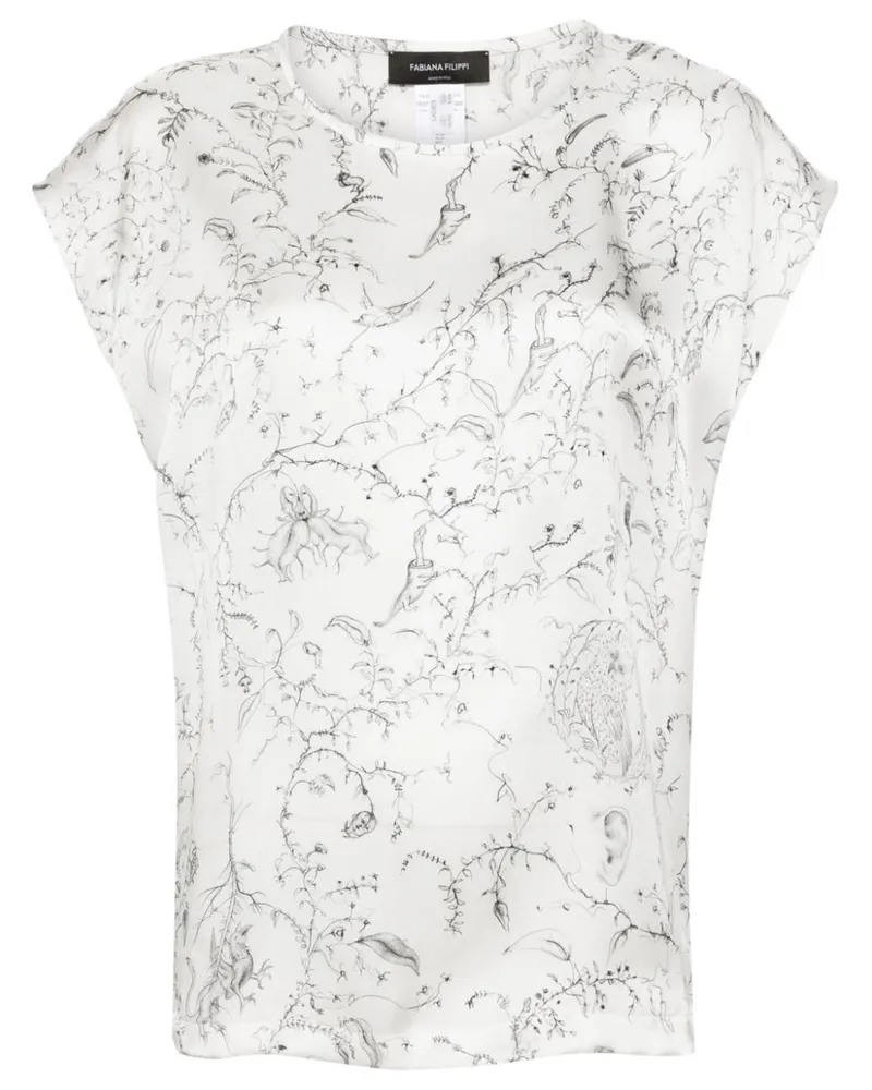 Fabiana Filippi Seidenbluse mit Print - Weiß Weiß
