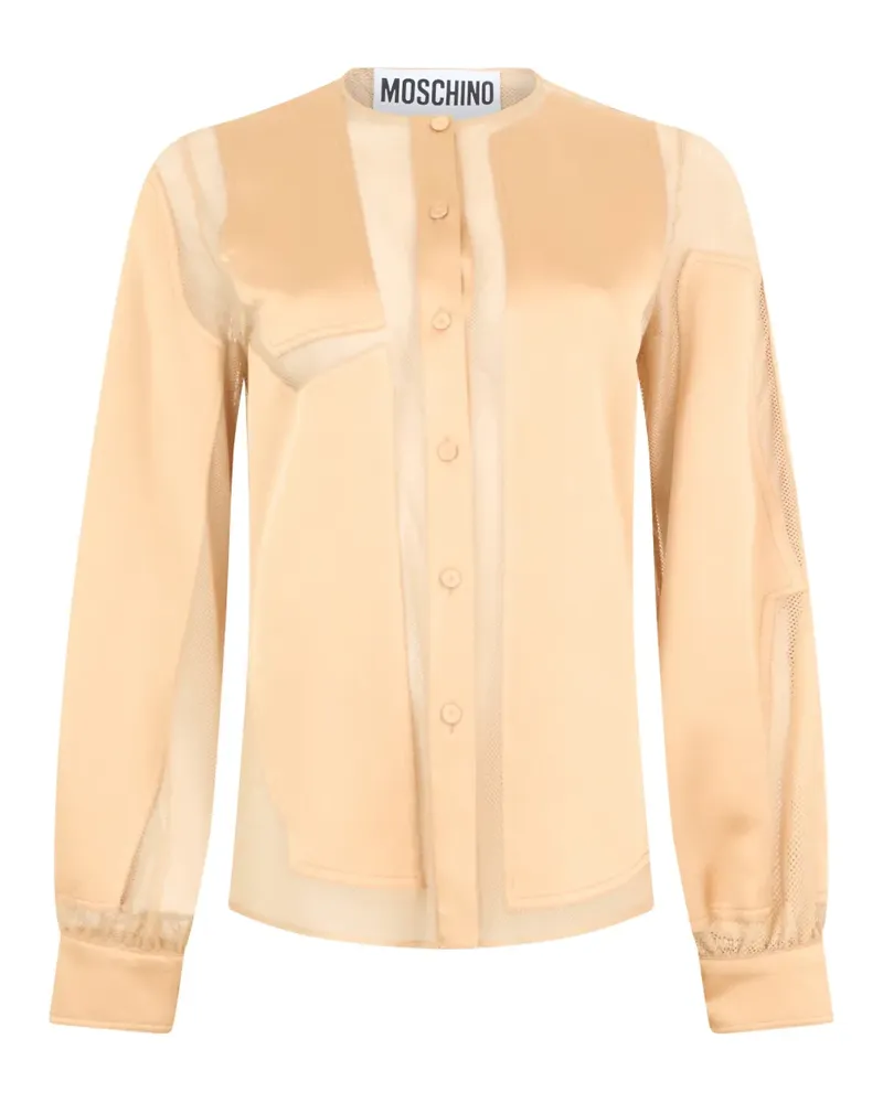 Moschino mesh-panelled long-sleeve shirt - Nude Nude