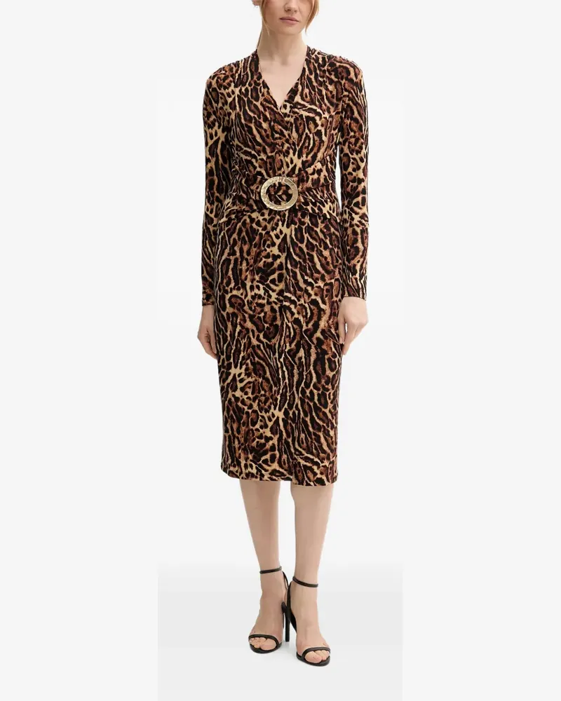 Joseph Ribkoff Gürtel-Midikleid mit Animal-Print - Braun Braun