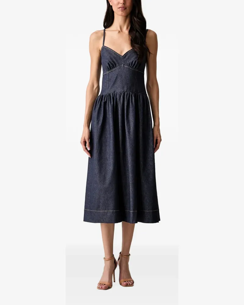 Morgan Ausgestelltes Minikleid mit gesmokter Rückseite - Blau Blau