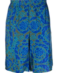 Versace Shorts aus Seide mit abstraktem Print Blau