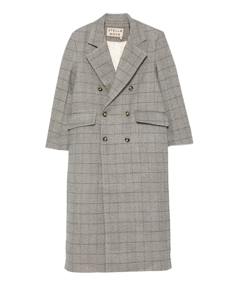Stella Nova double-breasted check-pattern coat - Grau Grau