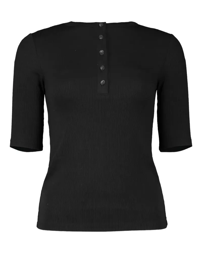 Vince rib henley top - Schwarz Schwarz