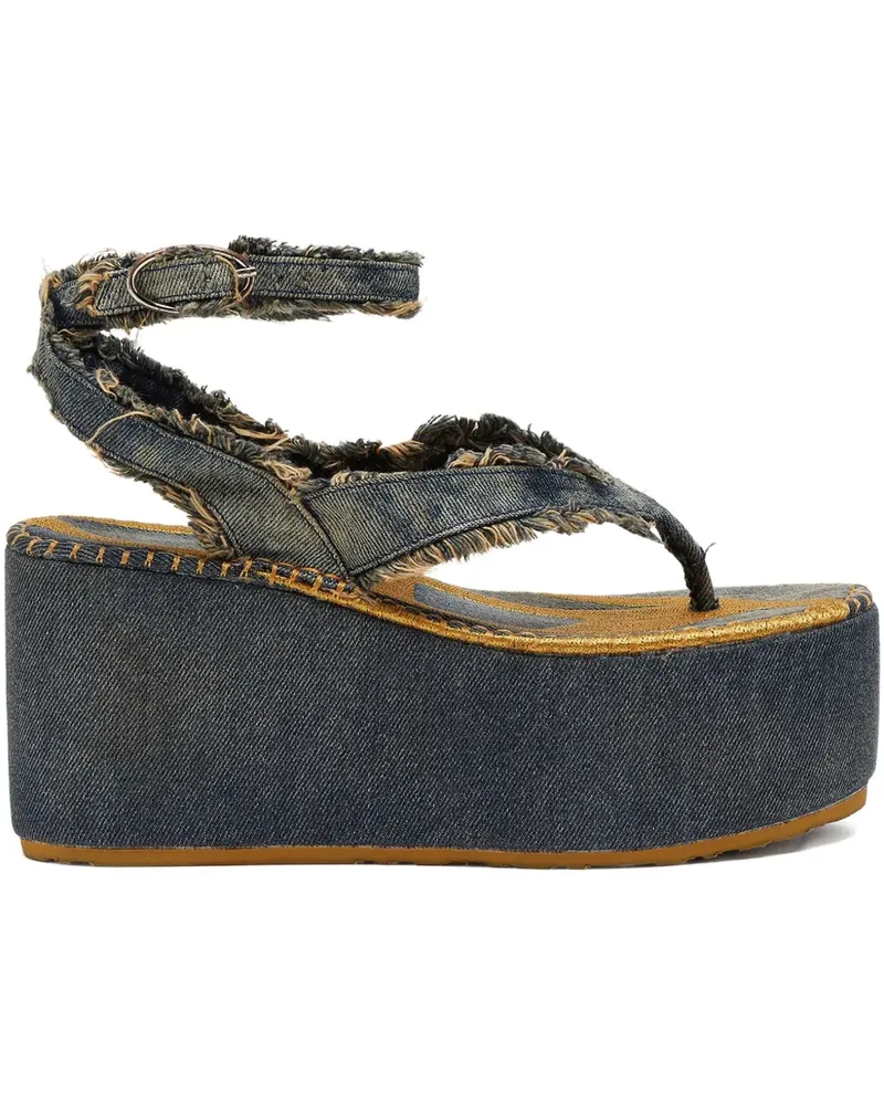 Diesel Plateau-Sandalen mit ausgefransten Kanten - Blau Blau
