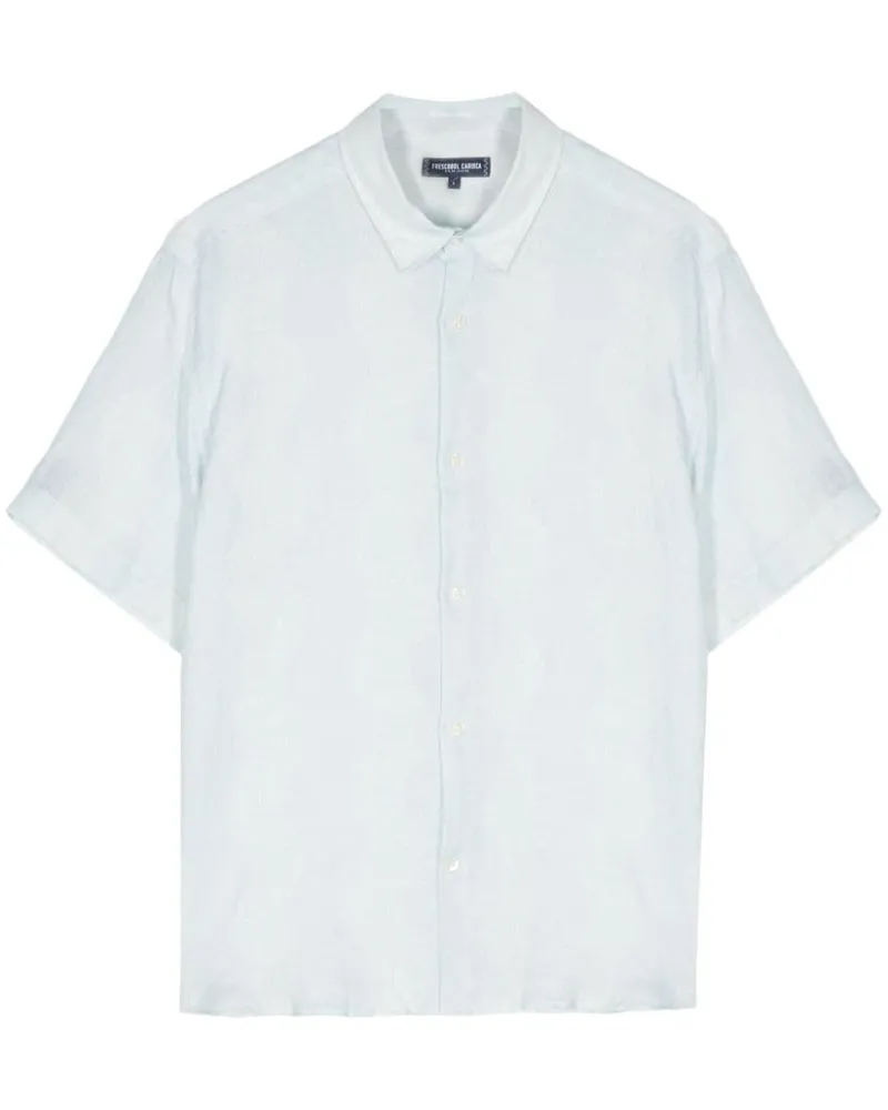 Frescobol Carioca Castro Stripe Cabana Leinenhemd - Blau Blau