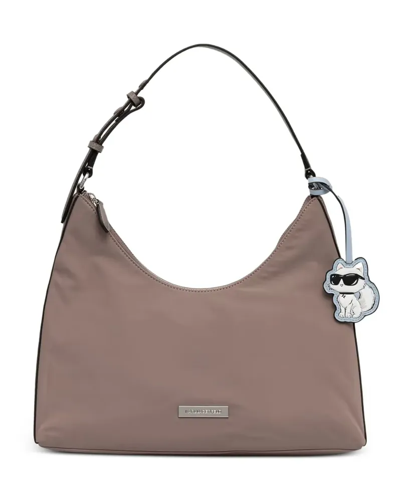 Karl Lagerfeld Schultertasche mit Choupette-Anhänger - Nude Nude