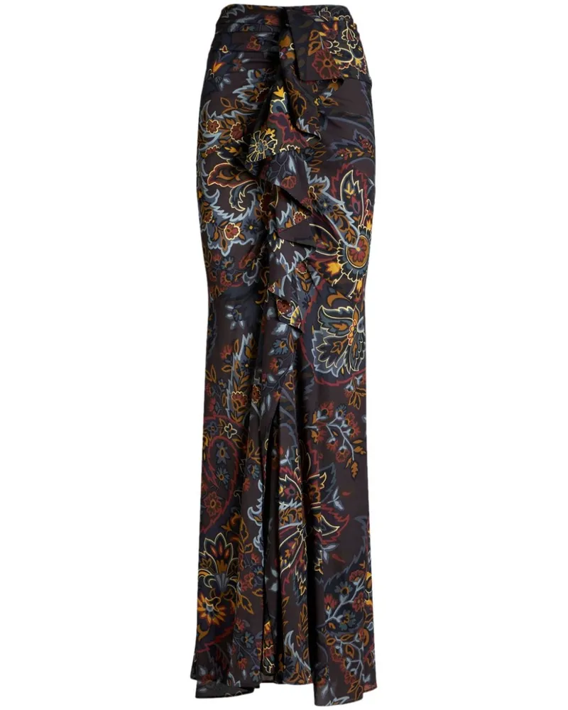 Etro Langer Rock mit Paisley-Print - Schwarz Schwarz