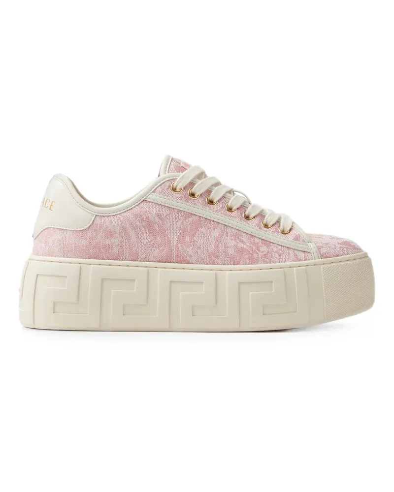 Versace Greca jacquard canvas platform sneakers - Rosa Rosa