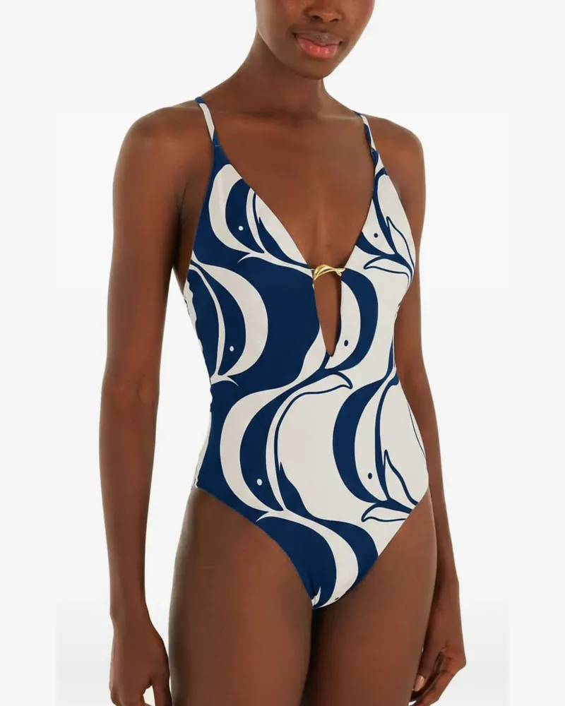 FARM Rio V-neck swimsuit - Blau Blau