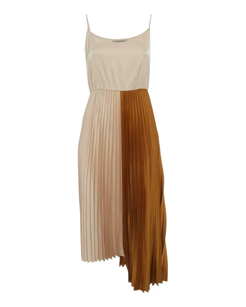 AllSaints Jessie asymmetric pleated dress - Nude Nude