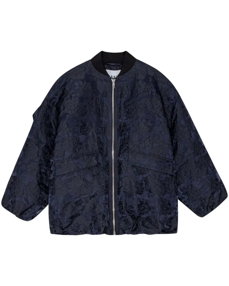 Ganni Bomberjacke mit Jacquard Blau