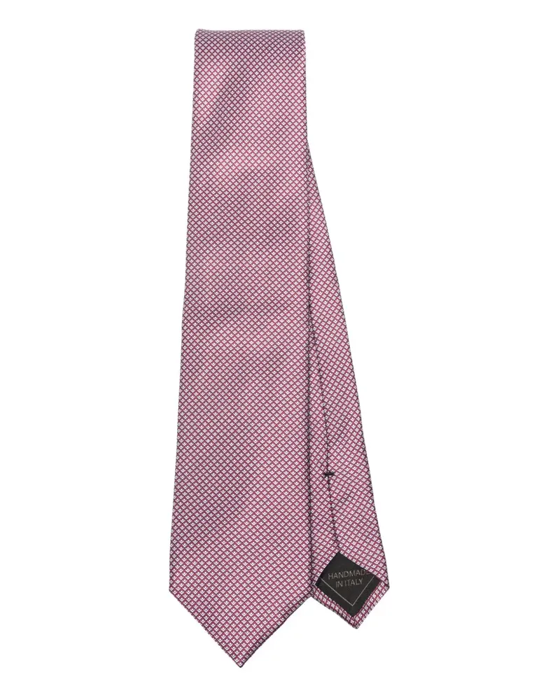 Brioni Geometrisch gemusterte Seidenkrawatte - Rot Rot