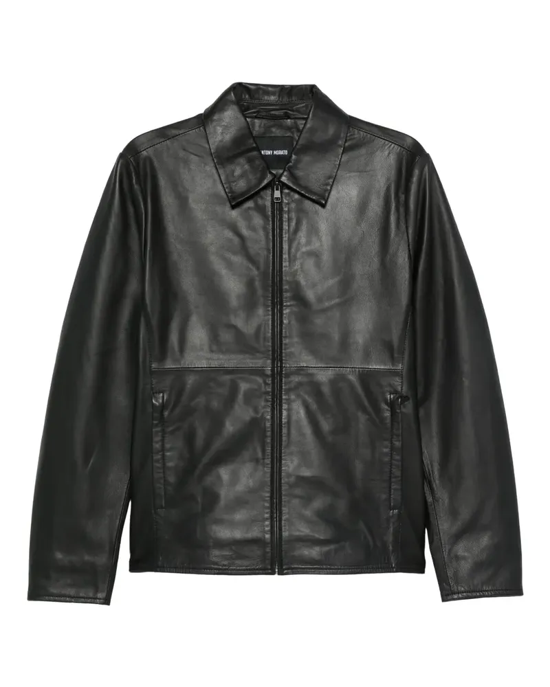 Antony Morato zip-up leather jacket - Schwarz Schwarz