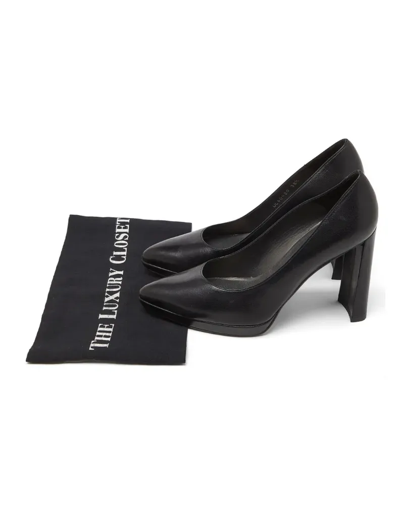 Stuart Weitzman Black Leather Platform Pumps - Schwarz Schwarz