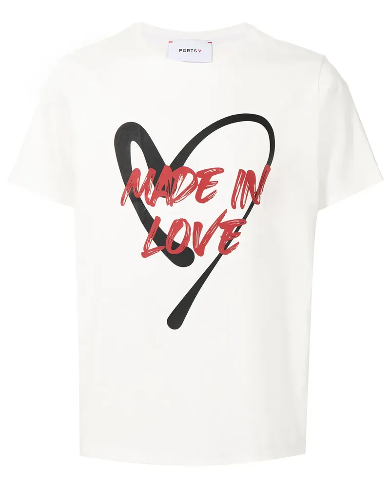 Ports V T-Shirt mit Slogan-Print - Weiß Weiß