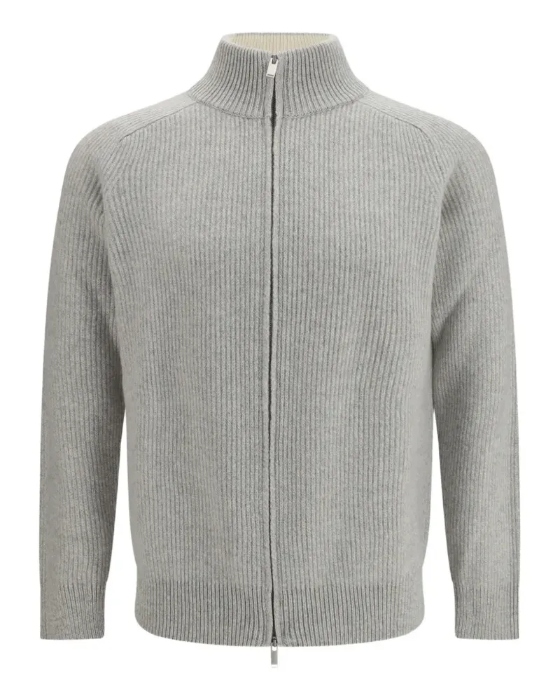 LARDINI Gerippter Cardigan mit Reißverschluss - Grau Grau