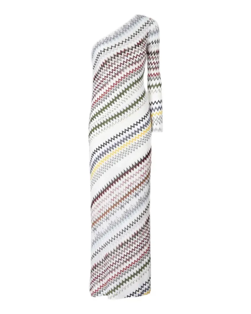 Missoni One-Shoulder-Maxikleid mit Zickzackmuster - Weiß Weiß
