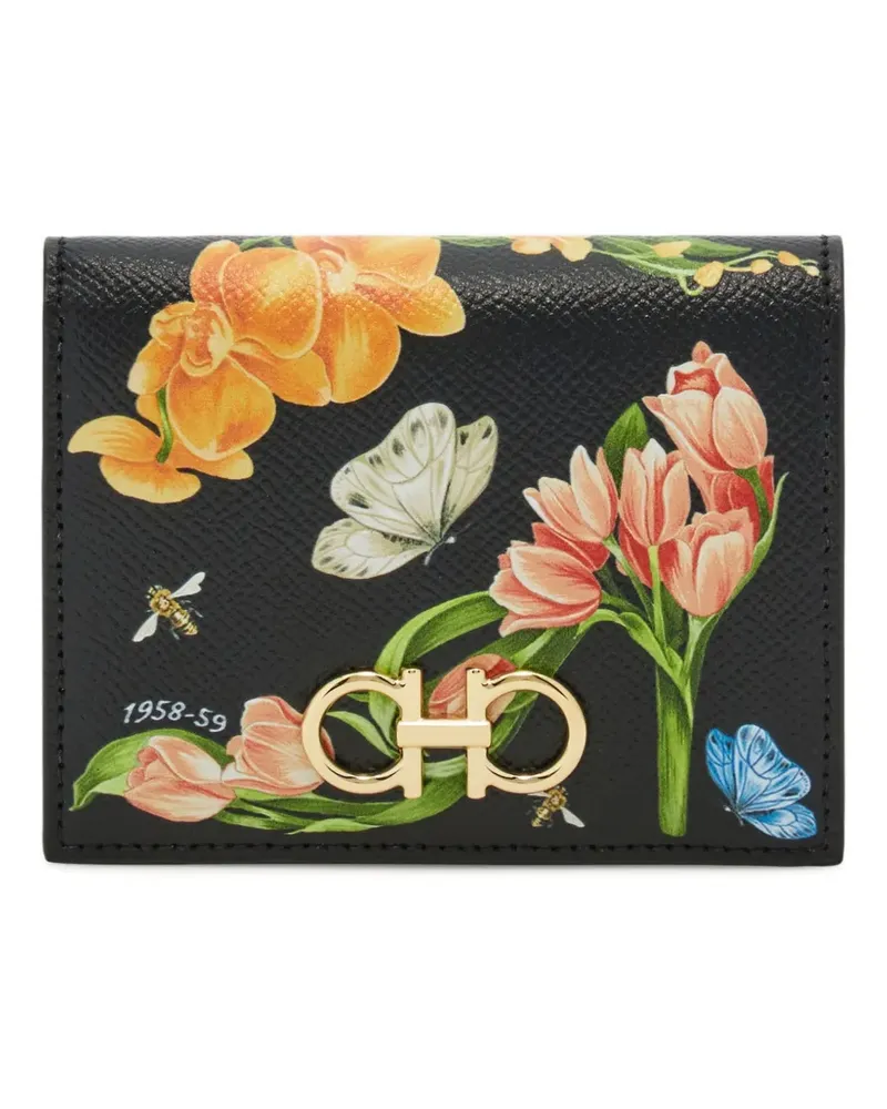 Ferragamo Portemonnaie mit Blumenprint - Schwarz Schwarz
