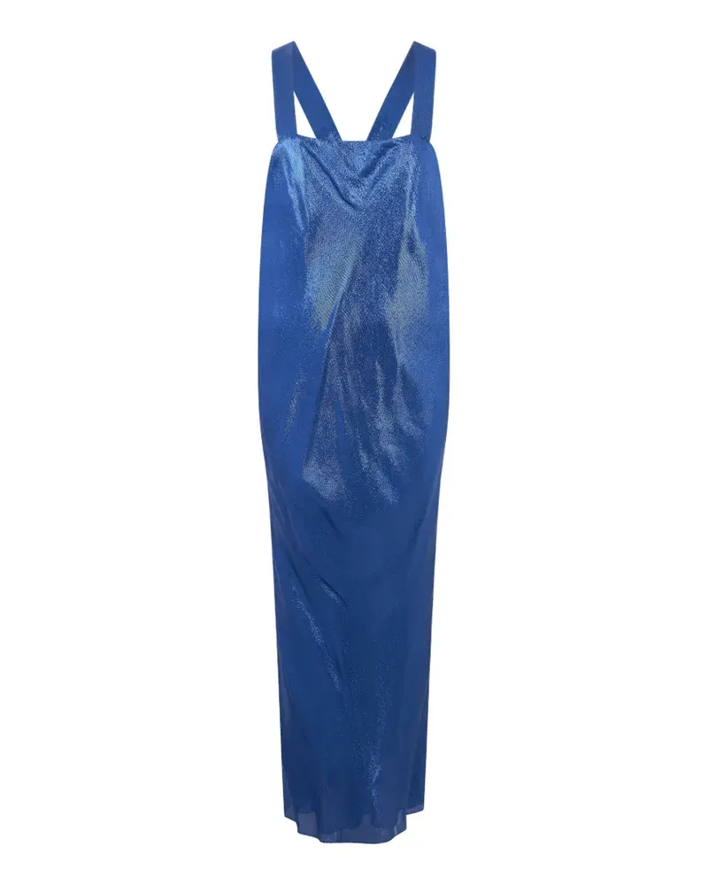 Alberta Ferretti laminated square-neck evening dress - Blau Blau