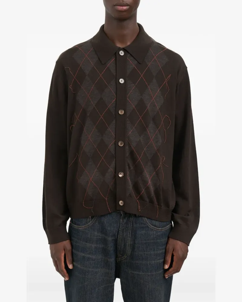 Our Legacy argyle fine wool cardigan - Braun Braun