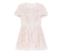 Kleid mit Blumenstickerei - Rosa