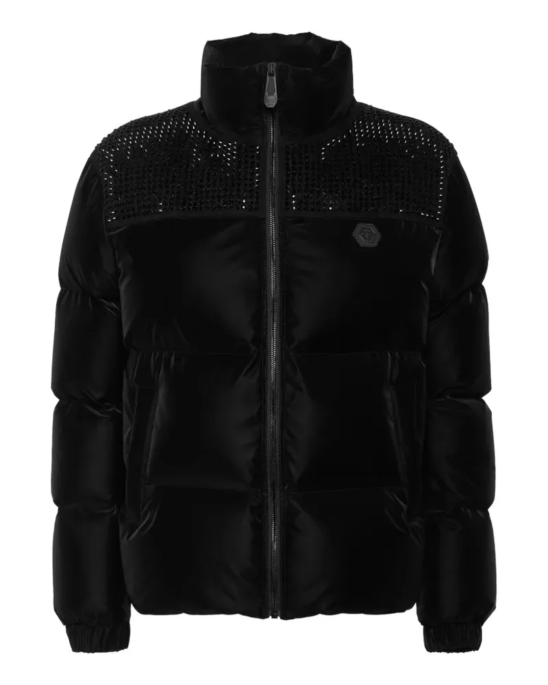 Philipp Plein Wattierte Jacke mit Strass - Schwarz Schwarz