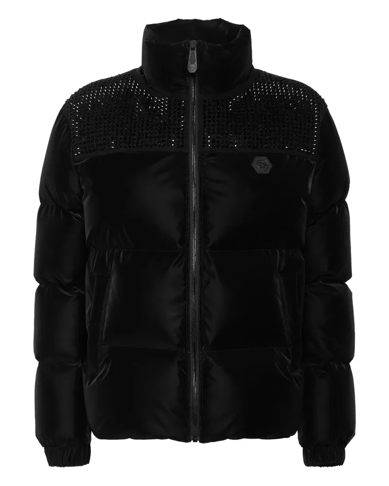 Philipp Plein Wattierte Jacke mit Strass - Schwarz Schwarz
