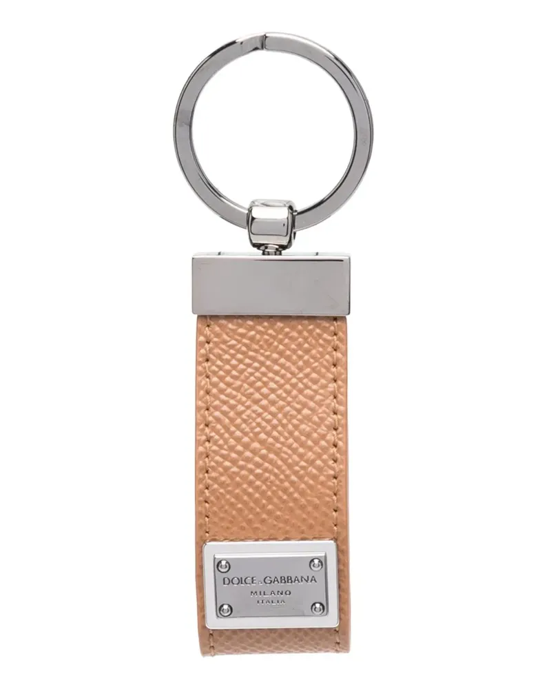 Dolce & Gabbana Schlüsselanhänger mit Logo-Schild - Braun Braun