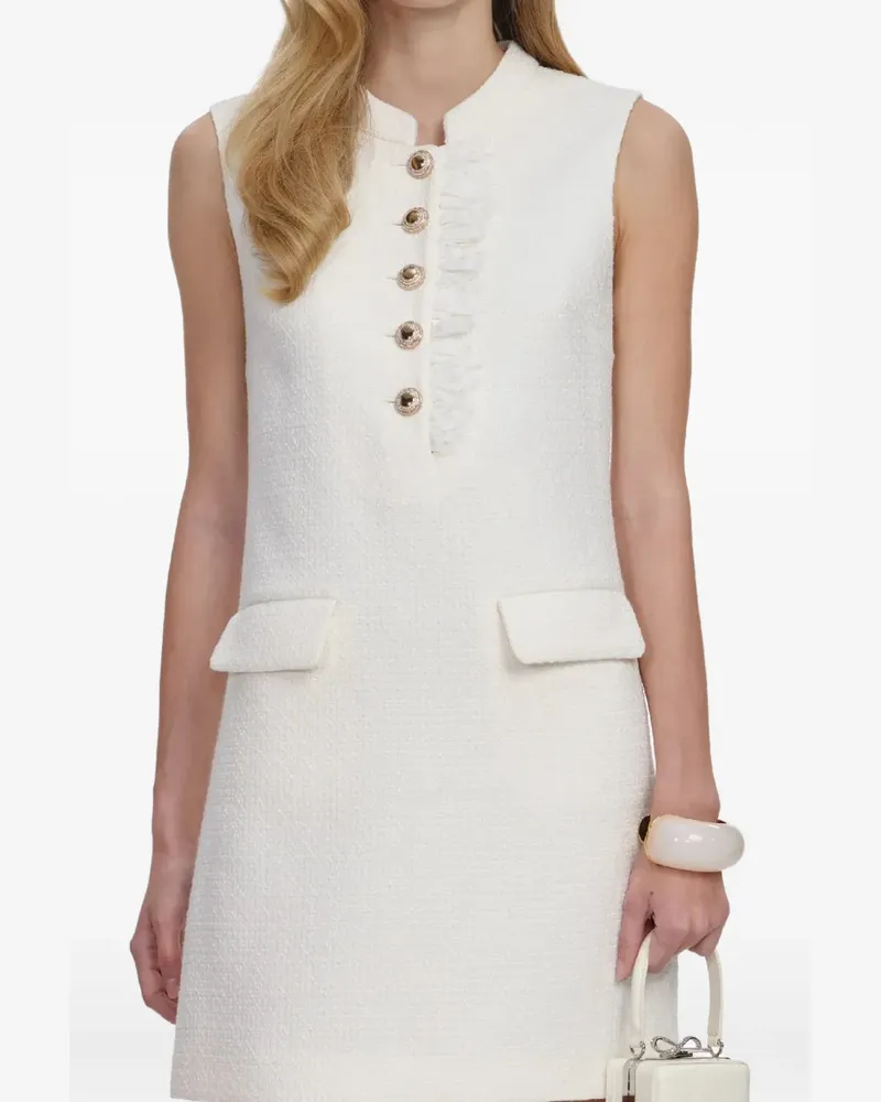 Self-Portrait button placket lace mini dress - Weiß Weiß