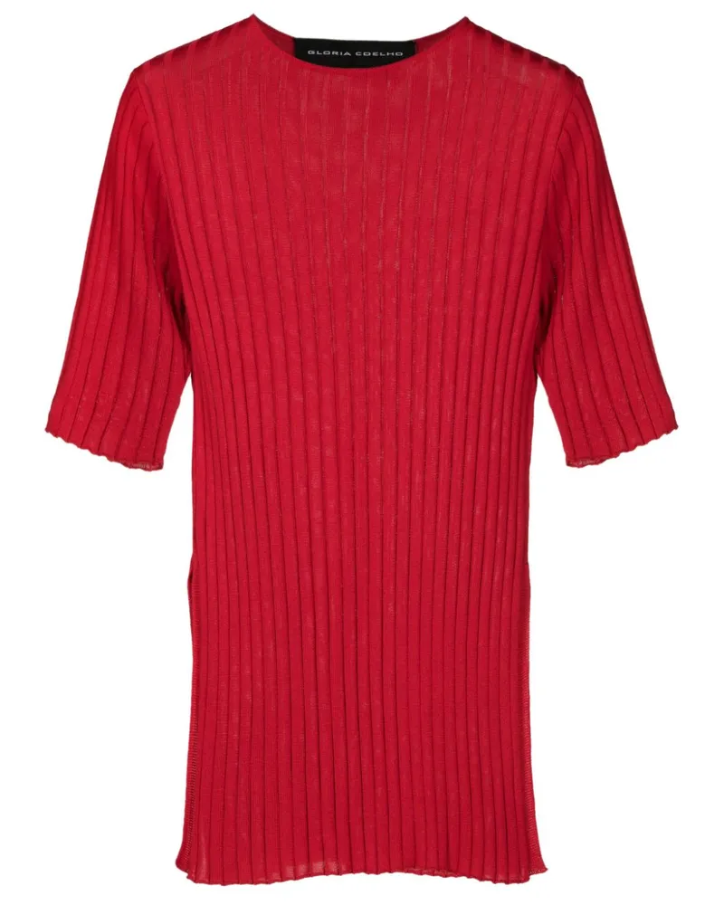 Gloria Coelho T-Shirt mit Schlitz - Rot Rot