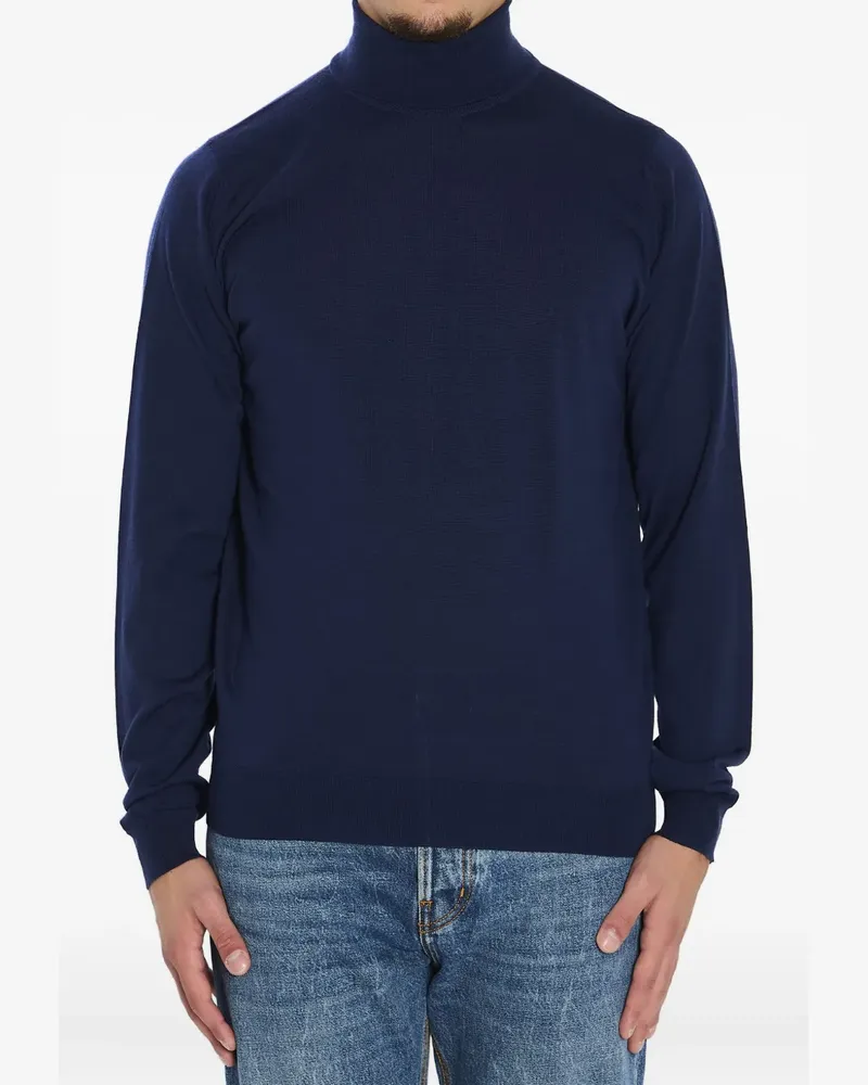 John Smedley Cherwell ribbed turtleneck sweater - Blau Blau