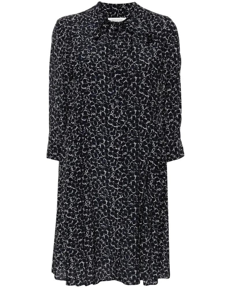 Kitsuné Minikleid mit abstraktem Print - Blau Blau