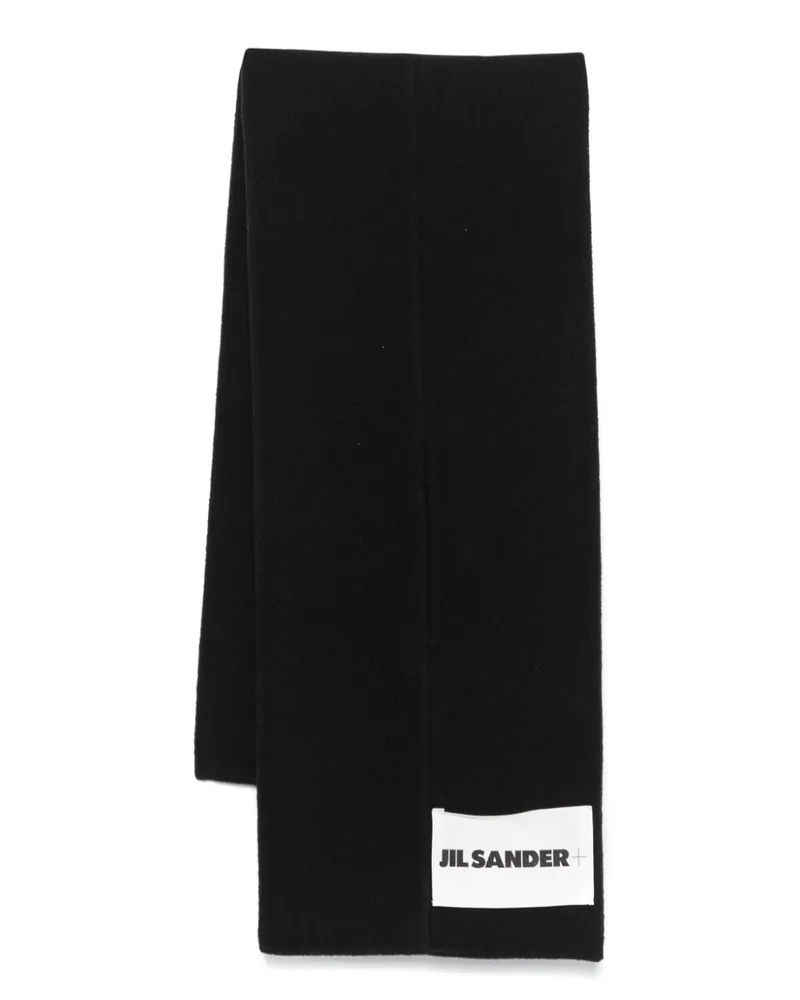Jil Sander Schal mit Logo-Patch - Schwarz Schwarz