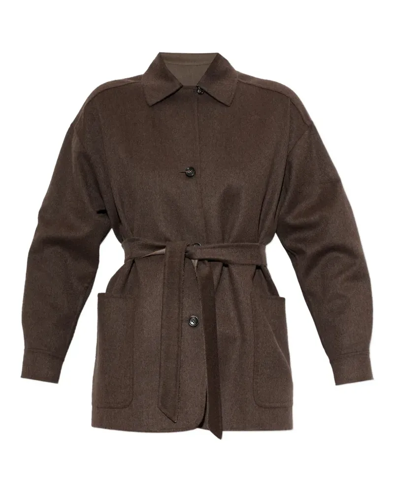 Max Mara single-breasted cashmere foule jacket - dark brown - Braun Braun