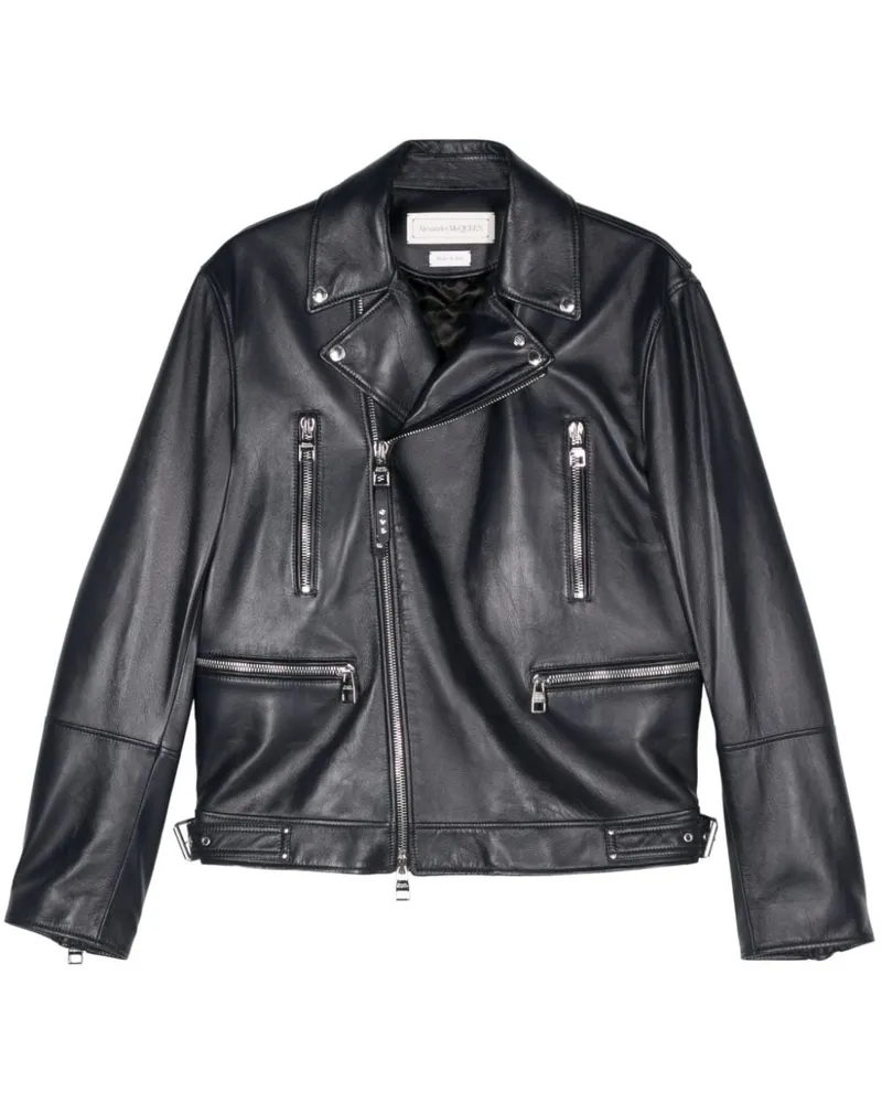 Alexander McQueen Bikerjacke mit fallendem Revers Blau