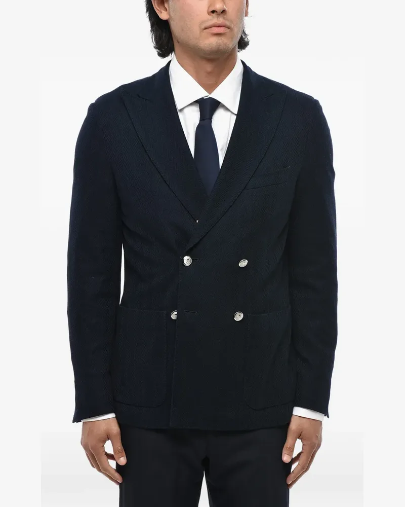 Corneliani textured double-breasted blazer - Blau Blau