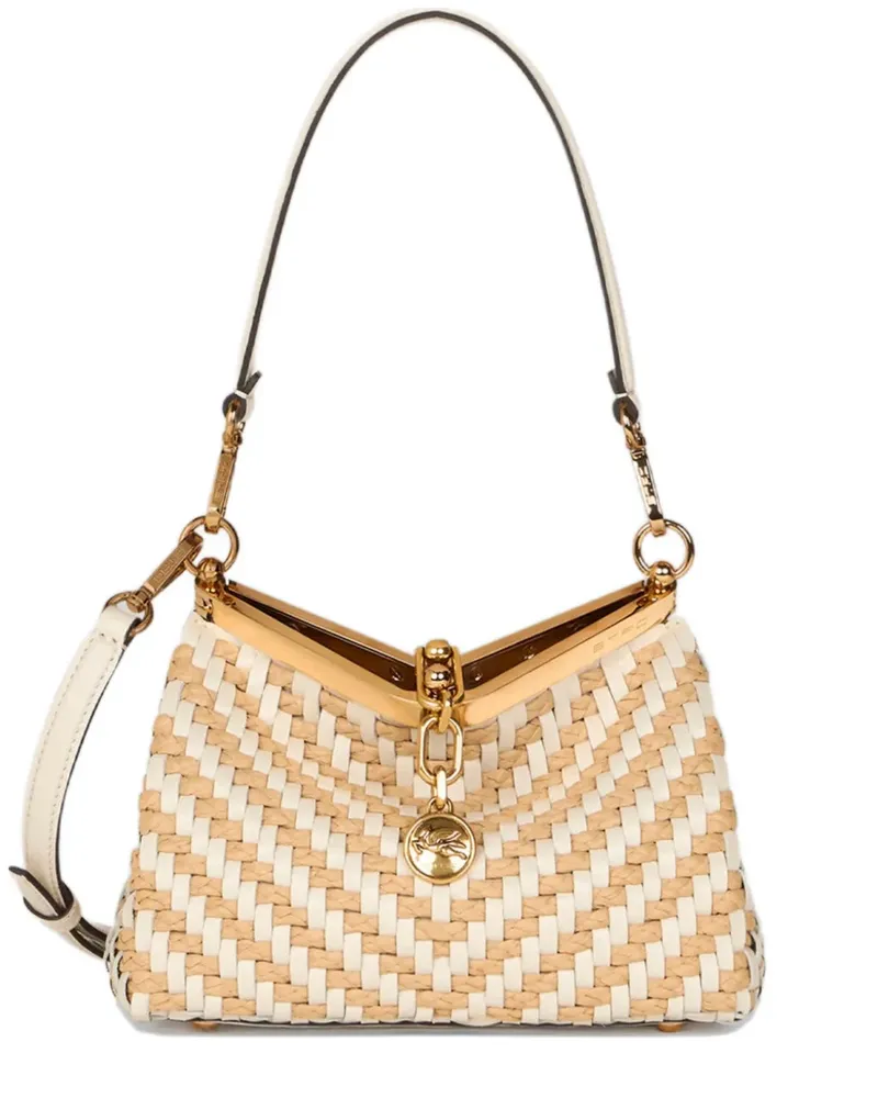 Etro small Vela woven shoulder bag - Nude Nude