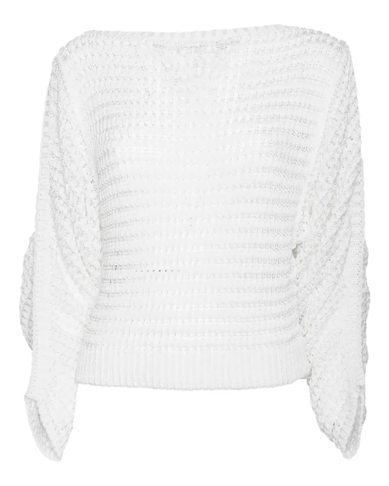 Alberta Ferretti Drapierter Pullover mit U-Boot-Ausschnitt - Weiß Weiß