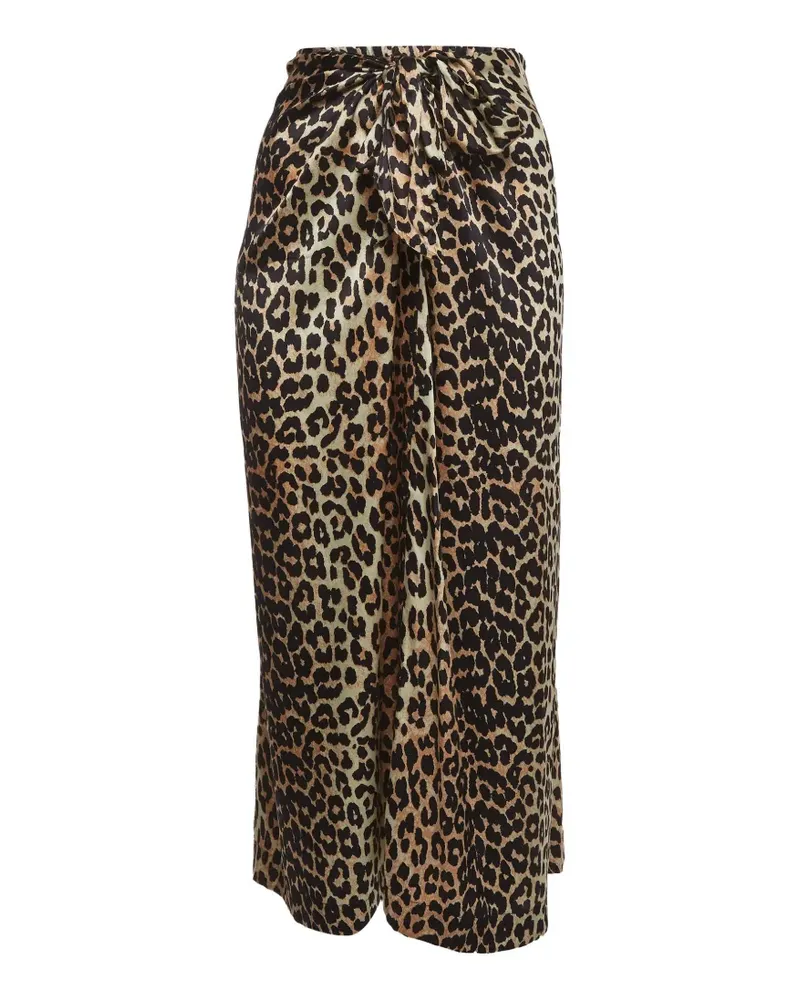 Ganni leopard-print knot-detail skirt - Nude Nude
