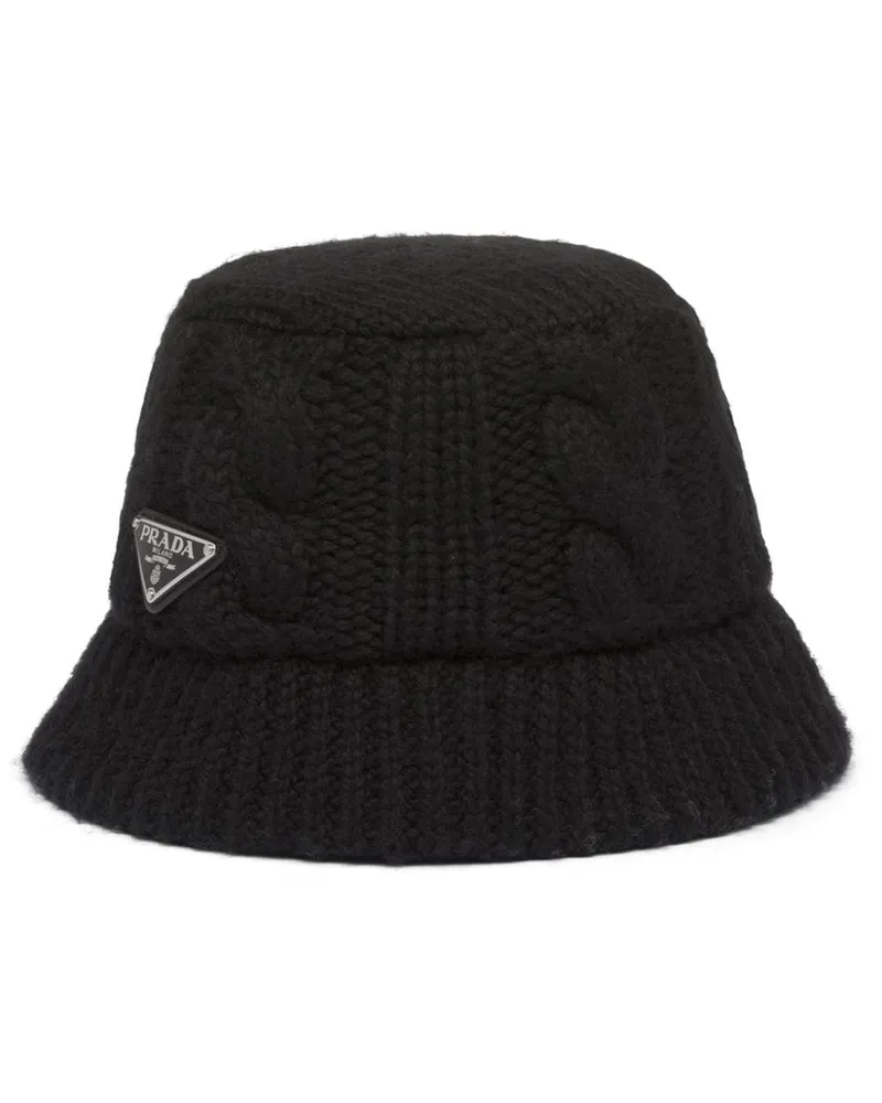 Prada Fischerhut mit Logo - Schwarz Schwarz