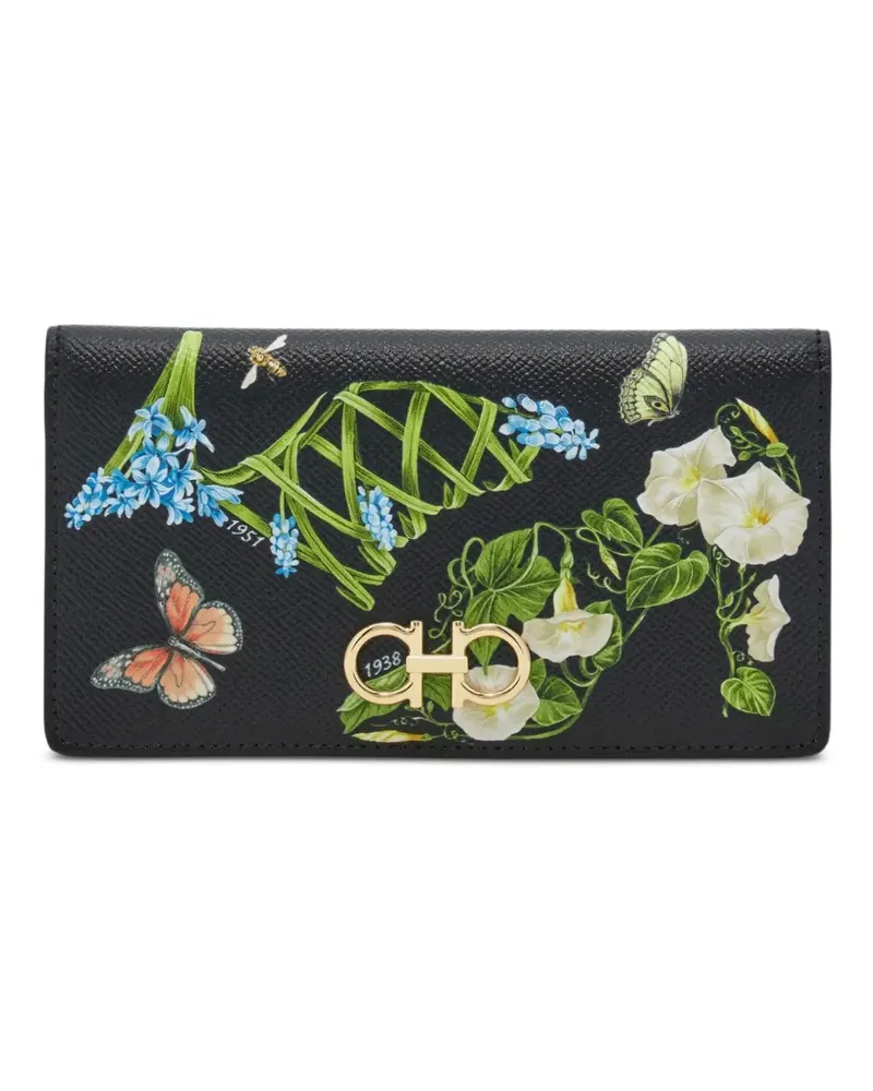 Ferragamo Portemonnaie mit Blumenprint - Schwarz Schwarz