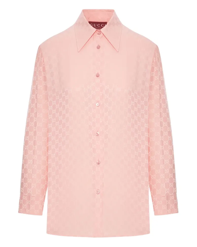 Gucci Seidenhemd aus GG-Jacquard - Rosa Rosa