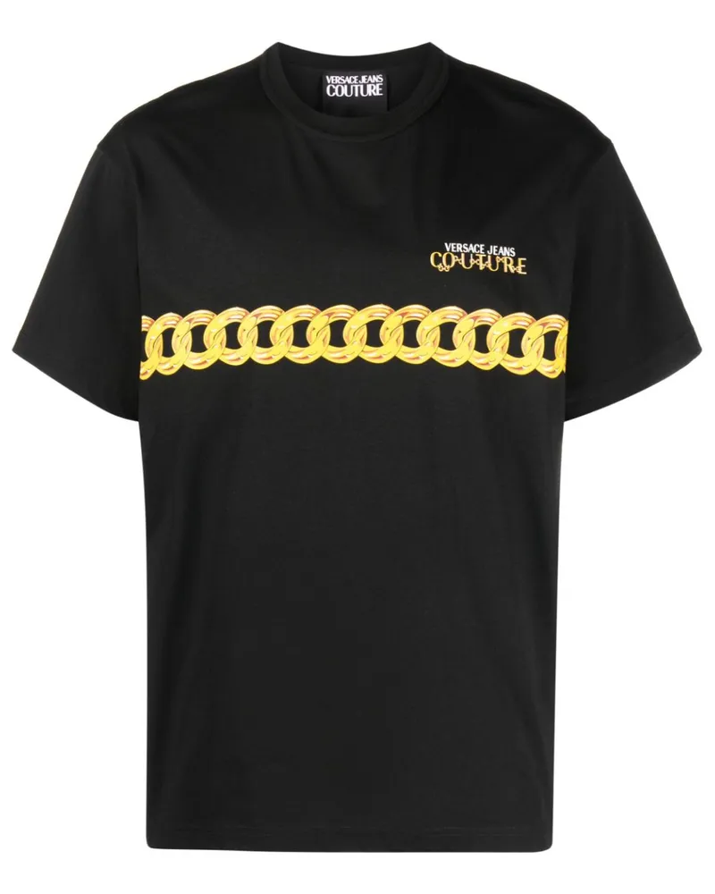 Versace Jeans T-Shirt mit Ketten-Print - Schwarz Schwarz