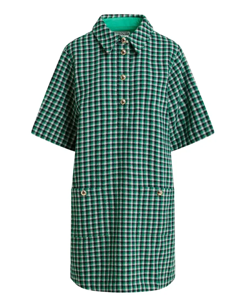 Essentiel Kariertes A-Linien-Kleid - Grün Grün