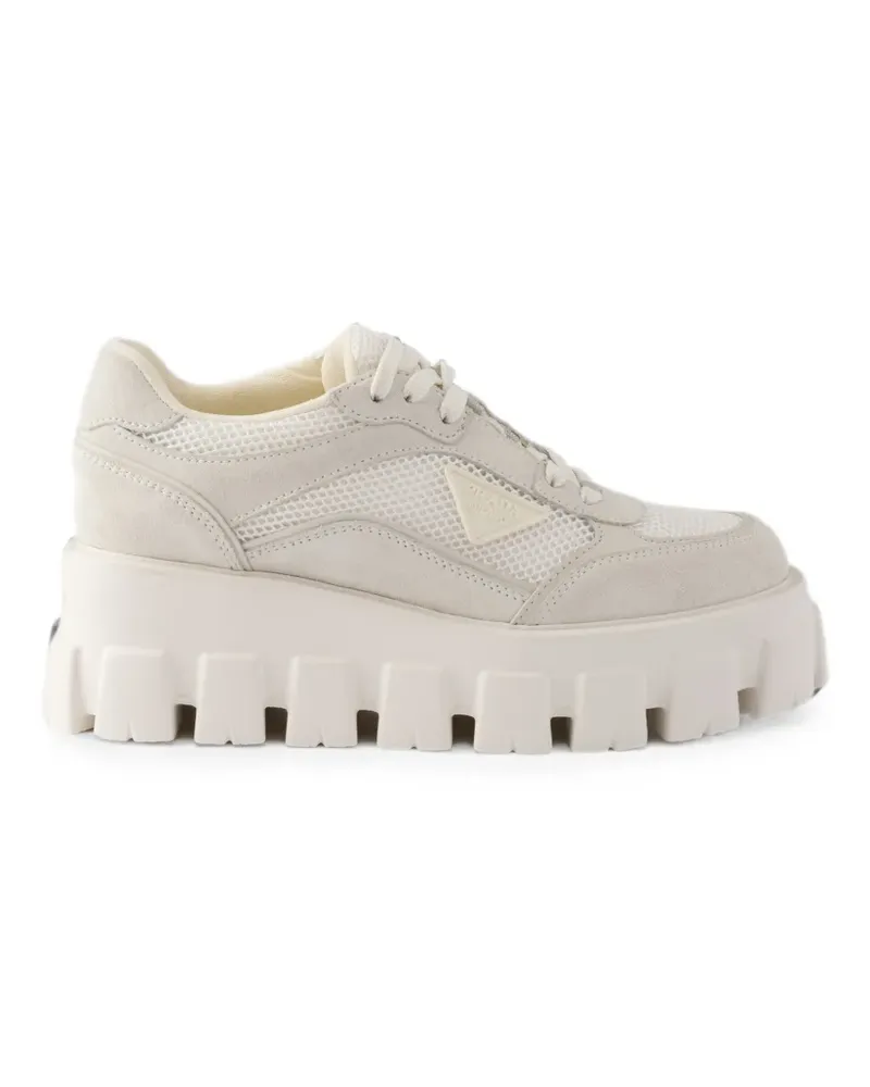 Prada Monolith Sneakers aus Wildleder und Mesh - Nude Nude
