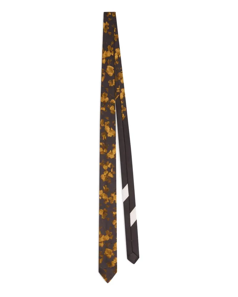 Dries van Noten Krawatte aus Seide mit Blumen-Print - Braun Braun
