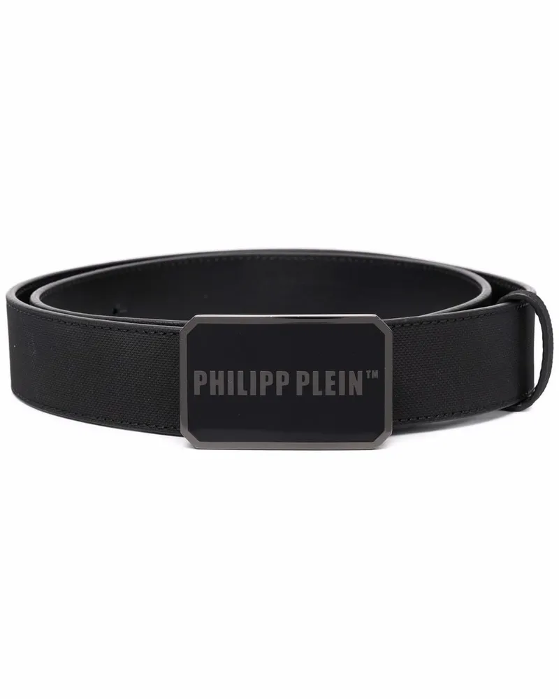 Philipp Plein Gürtel mit Logo-Schild - Schwarz Schwarz